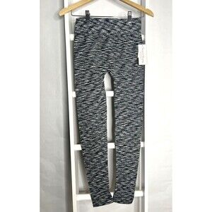 French Laundry Polyester Blend Fleece Leggings Womens 1X Gray White Stripe